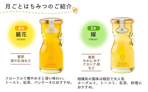 田舎はちみつ あかぼっけ 全7種(120g) 月ごとに楽しむはちみつギフトセット  ／ 無添加 非加熱 生はちみつ ハチミツ 蜂蜜 ギフト 贈り物 季節 セット 茨城県 五霞町