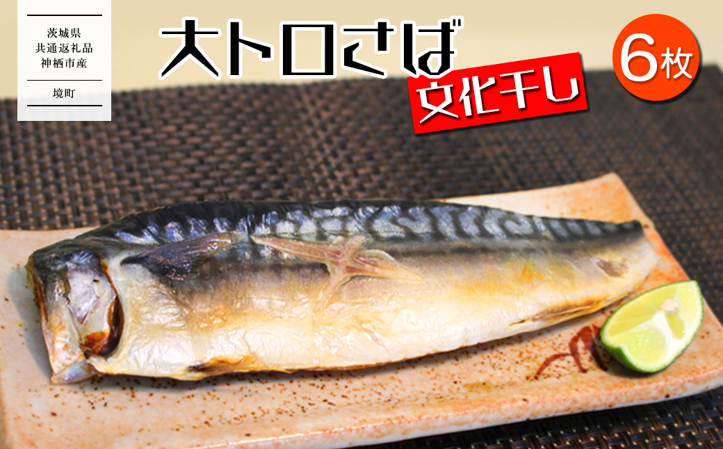 【茨城県共通返礼品/神栖市】大トロ さば 文化干し 1枚真空×6パック 魚 さば サバ 鯖  真空パック 化粧箱 冷凍 一夜干し