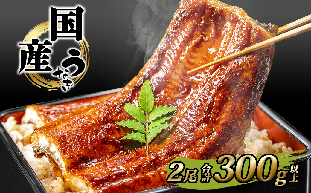 国産 うなぎ 蒲焼き 境町秘伝のタレ 4度焼きあげ 2尾 計300g以上 簡易包装 タレ 山椒 付き