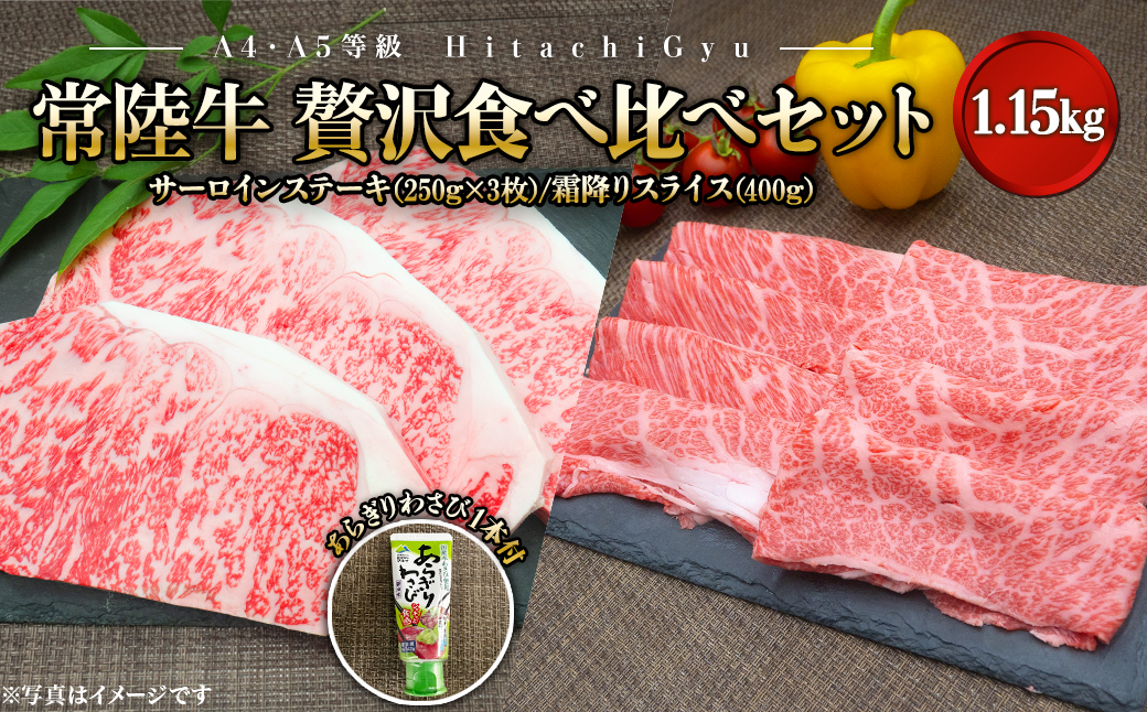【A4・A5等級】常陸牛 境町 サーロインステーキ(250g×3枚) すきやきしゃぶしゃぶ用霜降り(400g) 贅沢食べ比べセット 計1.15kg