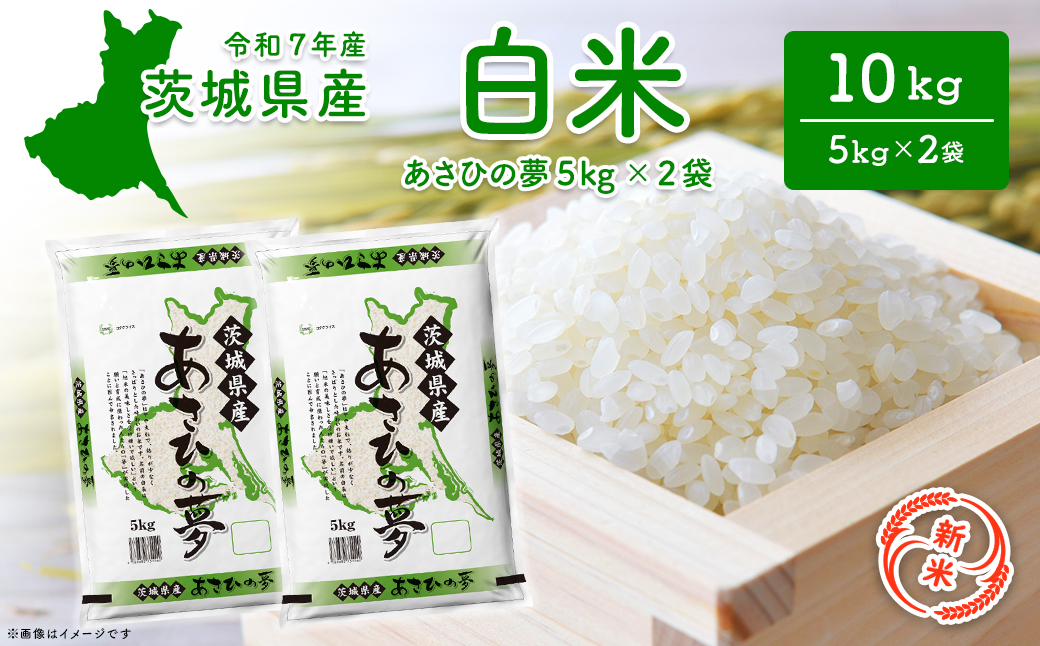 【新米/白米】茨城県産 あさひの夢10kg (5kg×2袋) ＜令和7年12月内発送＞ 新米 米 精米 小分け 2025年産 令和7年産 K2655