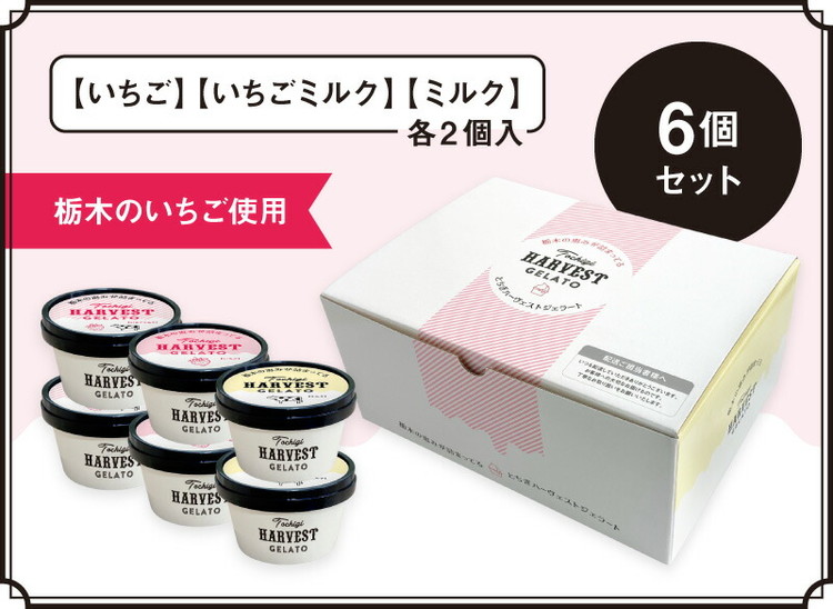 ジェラート「Harvest Gelato」 6個｜いちごジェラート ジェラート アイスクリーム アイスセット スイーツ デザート ミルク 夏ギフト 贈り物 お返し 誕生日 プレゼント ギフト お祝い 結婚 出産 内祝い