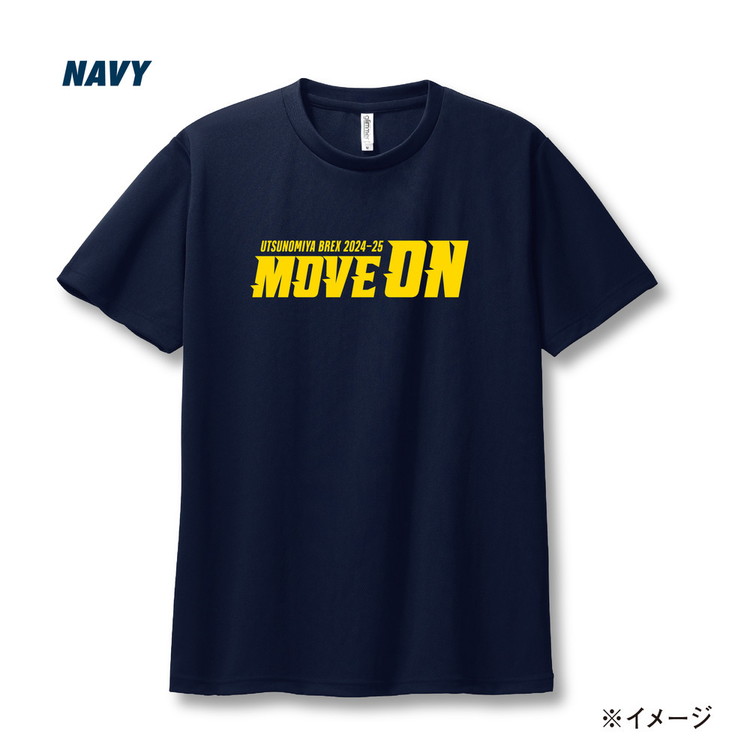 【宇都宮ブレックス】2024-25スローガンTシャツ｢MOVE ON」Type1 イエロー / ネイビー ※着日指定不可