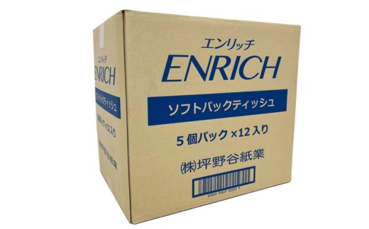 【最短5日発送】ENRICH エンリッチ ソフトパック ティッシュ 300枚（150組）10パック×12個入り 計120個【日本製】| 日用品 消耗品 まとめ買い 常備品 生活用品 ティッシュペーパー