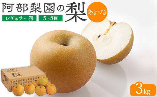 阿部梨園の梨（3kg　レギュラー箱）あきづき　※離島への配送不可　※2025年9月中旬～9月下旬頃に順次発送予定
