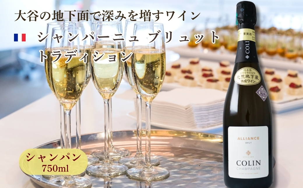 大谷の天然地下蔵で深みを増すワイン シャンパーニュ ブリュット トラディション 1本 ｜ ワイン シャンパン ギフト 栃木県 宇都宮市 ※離島への配送不可