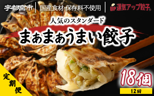 【定期便12回】宇都宮餃子 運気アップ餃子 まあまあウマイ餃子（18個×12回　合計216個）【配送不可地域：離島】
