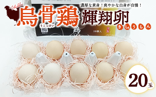 烏骨鶏　濃厚な黄身！爽やかな白身が自慢！【烏骨鶏輝翔卵】20玉 ◇ ※離島への配送不可