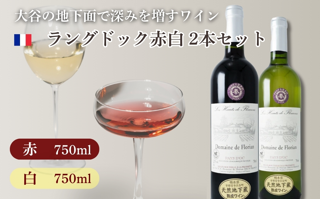 大谷の天然地下蔵で深みを増すワイン ラングドック赤白 2本セット | 赤ワイン 白ワイン 飲み比べ ギフト 栃木県 宇都宮市 ※離島への配送不可