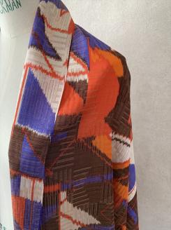 ◎海外要人向け贈呈品選出 足利銘仙(ほぐし織り)シルクストール ART.Techno-BJ【海外要人向け 贈呈品 羽織り 大判 シルク ストール 栃木県 足利市 】 F7Z-311