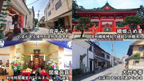 ＜古都足利セット＞ 織姫うめ星、昌平みそ、ぴんころこんにゃく、大門牛蒡、閻魔蒟蒻×各1【 栃木県 足利市 】 F7Z-182