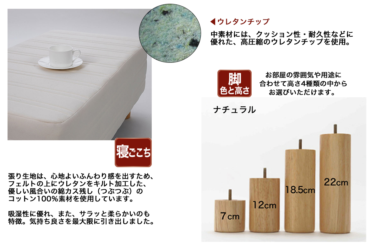 ザ・ベッド 延長用 ベンチ セミシングル 80サイズ 生成 80×50cm 脚付きマットレス 脚12cm ベッド 延長【 栃木県 足利市 】 F7Z-1274