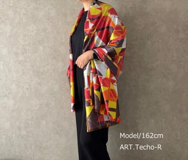 ◎海外要人向け贈呈品選出 足利銘仙(ほぐし織り)シルクストール ART.Techno-R【海外要人向け 贈呈品 羽織り 大判 シルク ストール 栃木県 足利市 】 F7Z-313