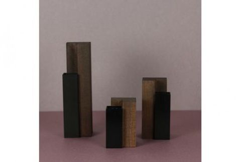 ALART〈アルアート〉　MUKU柱　漆黒　SMLセット 花器　インテリア　立体感を演出する・手染めの金属色と木の組み合わせがモダンな花器　インテリアの演出に F7Z-234