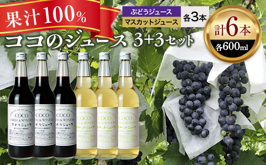 ココのジュース3＋3セット【 ジュース 栃木県 足利市 】 F7Z-013
