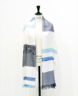 ◎海外要人向け贈呈品選出 STYLE＊MEISEN 四角重ね柄ストール（WHITE） F7Z-309