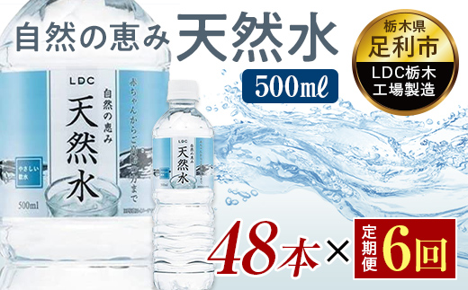 【6回定期便】 水 ミネラルウォーター 天然水 500ml 48本 お水 飲料水 軟水で飲みやすい 備蓄品としてもオススメ F7Z-419