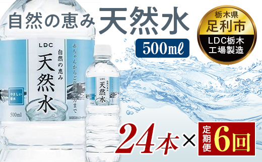 【6回定期便】 水 ミネラルウォーター 天然水 500ml 24本 お水 飲料水 軟水で飲みやすい 備蓄品としてもオススメ F7Z-439