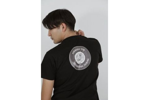 バックプリント 足利市 マンホールTシャツ 黒 L F7Z-561