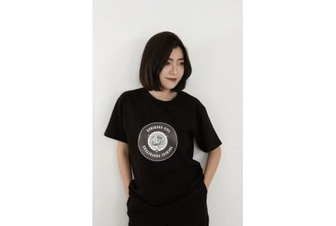 足利市 マンホールTシャツ 黒 S F7Z-551