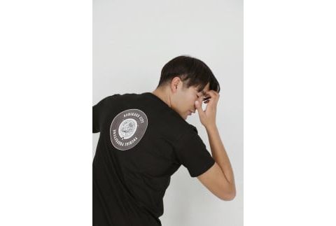 バックプリント 足利市 マンホールTシャツ 黒 S F7Z-559