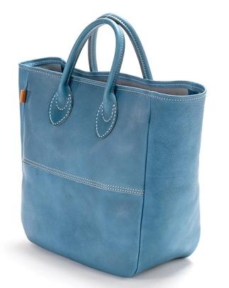 栃木レザー使用｜ソフトな手触り 本革 A4対応トートバッグ｜Tote bag 03 M｜ブルー｜minca（全6色）