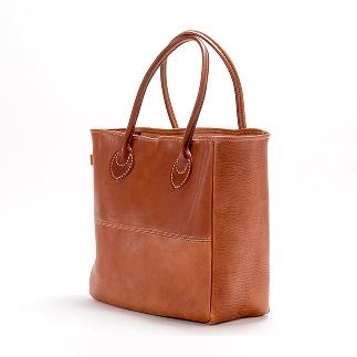 栃木レザー使用｜ソフトな手触り 本革 A4も入る大容量 本革トートバッグ｜Tote bag 03 L｜チョコ｜minca（全6色）
