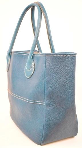 栃木レザー使用｜ソフトな手触り 本革 A4も入る大容量 本革トートバッグ｜Tote bag 03 L｜ブルー｜minca（全6色）