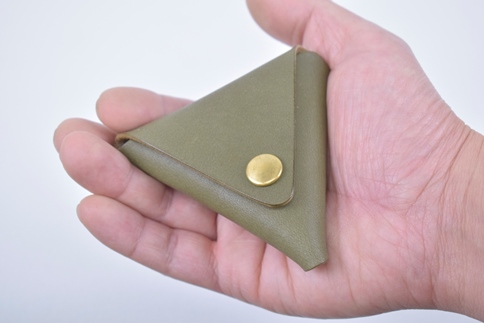 【minca】 栃木レザーの三角コインケース小 小銭入れ コンパクト 小さめ/Coin purse 01/オリーブ　469【雑貨 ファッション 人気 おすすめ 】
