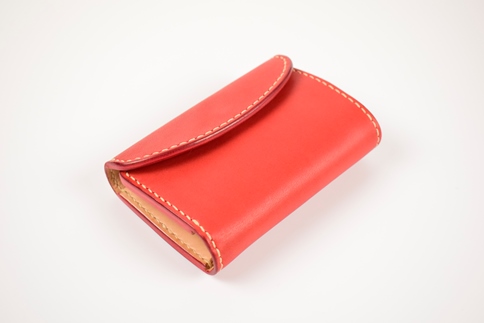 【minca】栃木レザーの三つ折り財布 ミドルサイズ ハンドステッチ滑らかな手触り/Middle wallet 01/レッド　518【雑貨 ファッション 人気 おすすめ 】