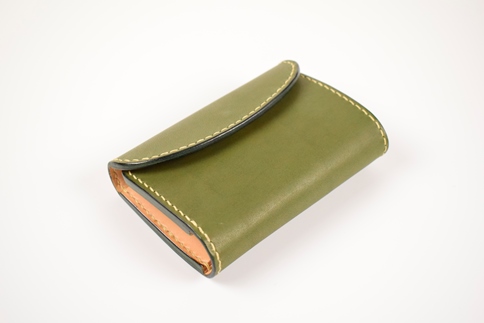 【minca】栃木レザーの三つ折り財布 ミドルサイズ ハンドステッチ滑らかな手触り/Middle wallet 01/オリーブ　518【雑貨 ファッション 人気 おすすめ 】