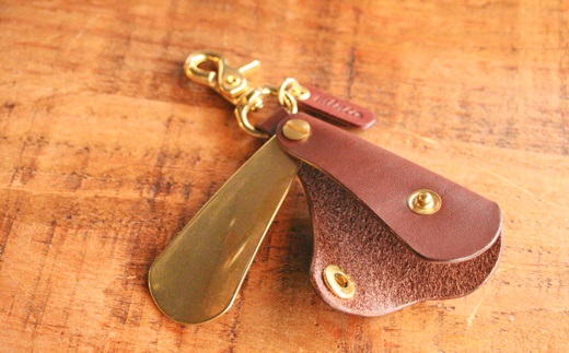 【minca】栃木レザーの真鍮靴ベラキーホルダー/シューホーン01/ブラック　641【雑貨 日用品 人気 おすすめ 】