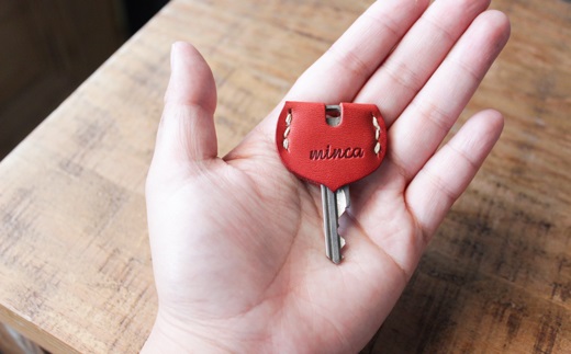 【minca】栃木レザーのキーカバー 3点セット真鍮リング付き ハンドステッチ/キーカバーハート型/キャメル,レッド,ブルー【雑貨 ファッション 人気 おすすめ 】