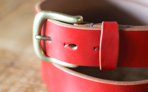 【minca】幅35mmベルト/38インチ  栃木レザーの希少な「ハーネスレザー」使用の贅沢な1枚革のレザーベルト/レッド/HL-B02/RED/minca　567【小物 ファッション 人気 おすすめ 】