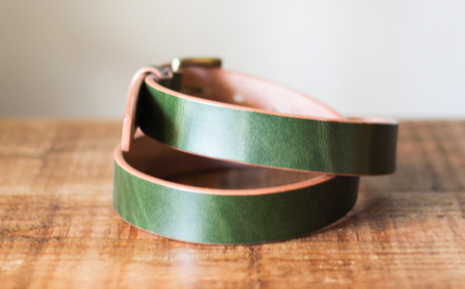 【minca】幅30mmベルト/34インチ  栃木レザーの希少な「ハーネスレザー」使用の贅沢な1枚革のレザーベルト/オリーブ/HL-B01/OLIVE/minca　600【小物 ファッション 人気 おすすめ 】