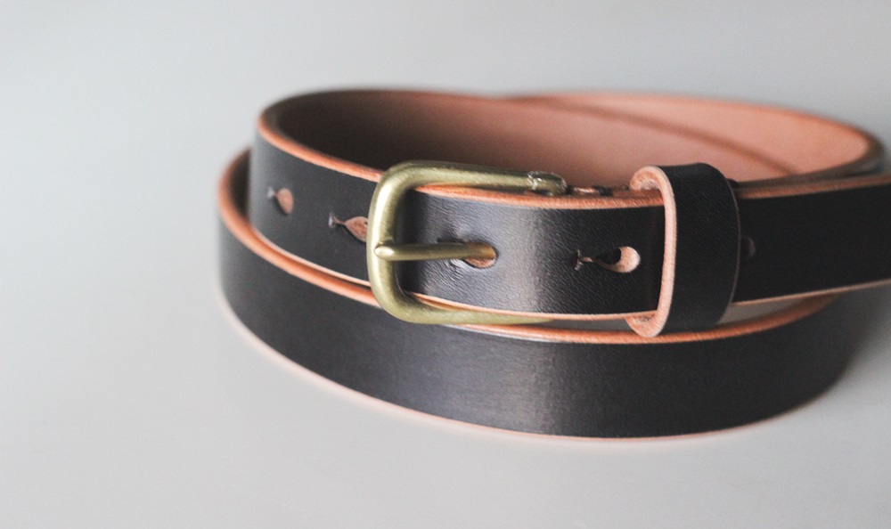 【minca】細幅20mmベルト/34インチ  栃木レザーの希少な「ハーネスレザー」使用の贅沢な1枚革のレザーベルト/ブラック/HL-B04/BLACK　731【小物 ファッション 人気 おすすめ 】