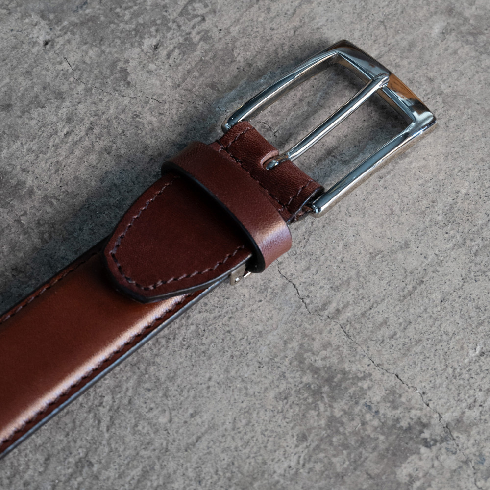 栃木レザー使用｜希少ハーネスレザーの贅沢ビジネスベルト｜Business belt｜キャメル｜minca（全3色）