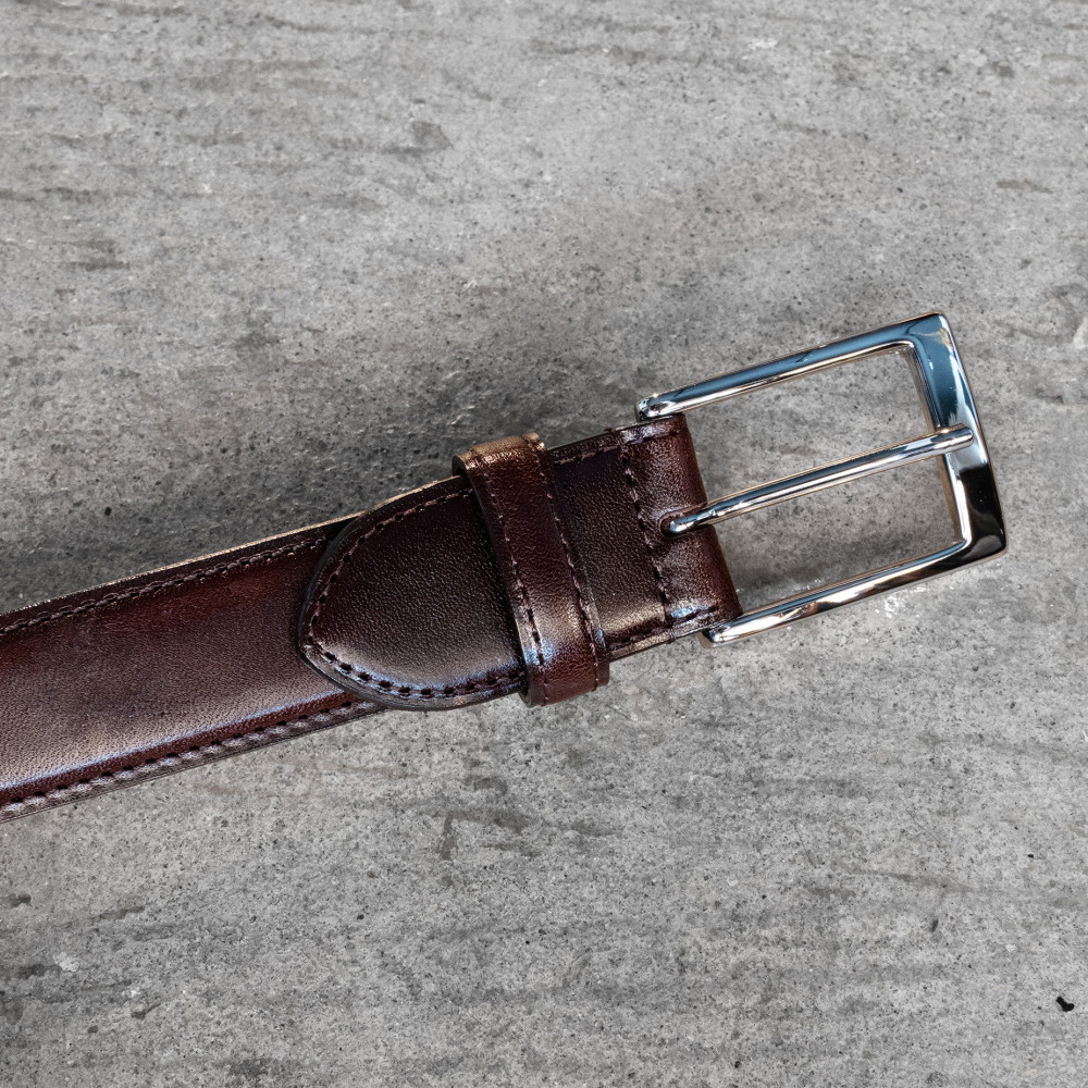 栃木レザー使用｜希少ハーネスレザーの贅沢ビジネスベルト｜Business belt｜チョコ｜minca（全3色）