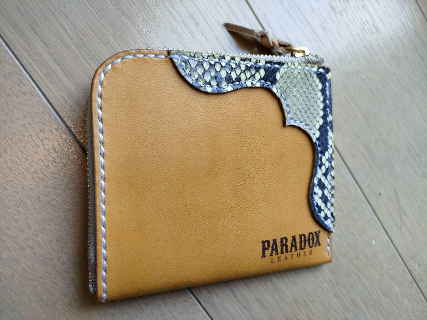 L字ファスナーミニ財布（蛇・黄色）