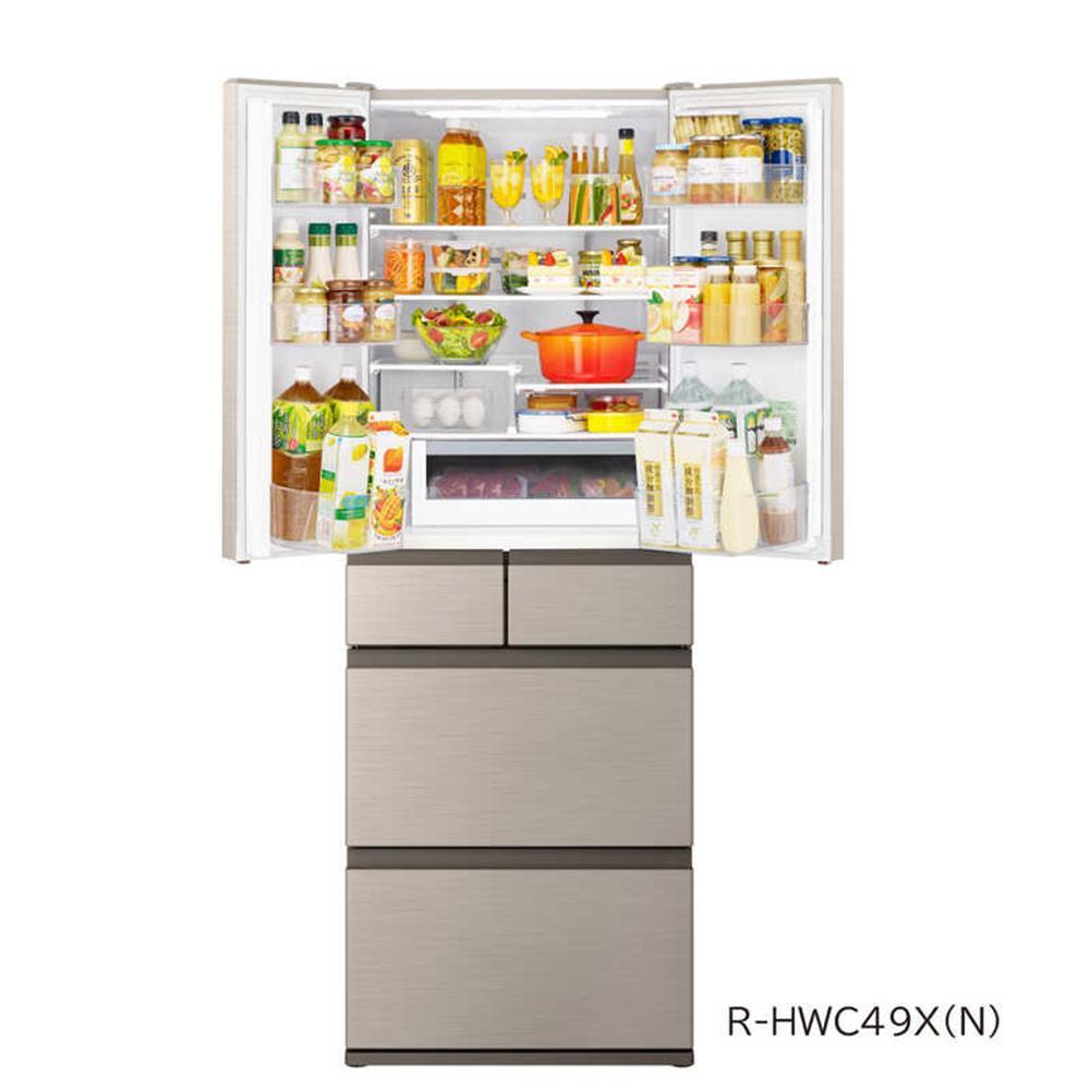 日立 冷蔵庫【標準設置費込み】HWCタイプ 6ドア フレンチドア(観音開き) 485L『2025年度モデル』R-HWC49X-H【ブラストモーブグレー】【生活家電 日用品 人気 おすすめ 】