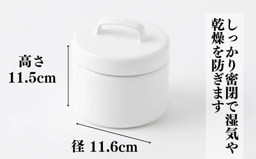 にちにち道具 ラウンドキャニスター Sサイズ　琺瑯でできた 円形のフタ付き 保存容器　00307556