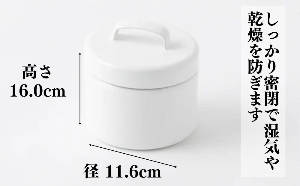 にちにち道具 ラウンドキャニスター Lサイズ　 琺瑯でできた 円形のフタ付き 保存容器 00307558