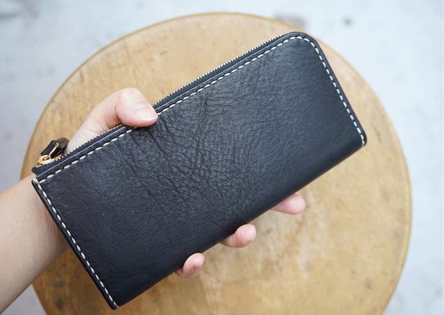 【全5色】栃木レザー のLジップファスナー長財布 シュリンクタイプ ソフトな手触り/Lzip wallet 02/ブルー/minca　315【雑貨 ファッション 人気 おすすめ 】