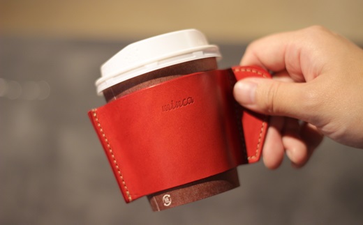 【minca】栃木レザーのカフェグッズ3アイテム5点セット 自宅、オフィス、キャンプシーンでのカフェタイムに/レッド　678【日用品 人気 おすすめ 】