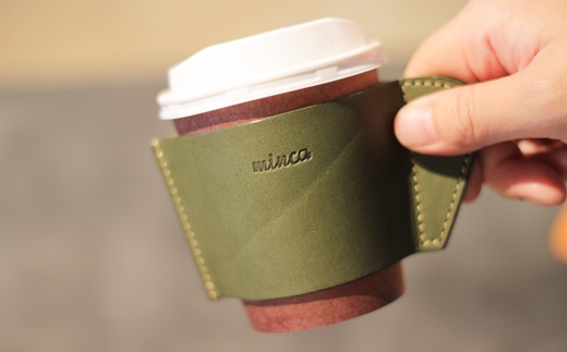 【minca】栃木レザーのカフェグッズ3アイテム5点セット 自宅、オフィス、キャンプシーンでのカフェタイムに/オリーブ　678【日用品 人気 おすすめ 】