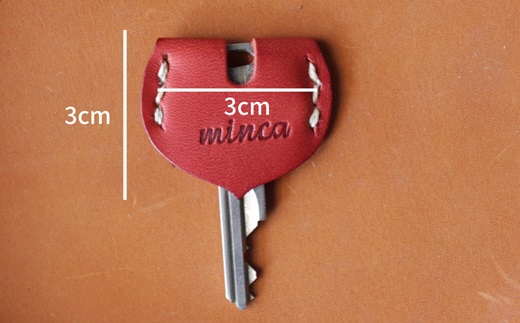 【minca】栃木レザーのキーカバー 3点セット真鍮リング付き ハンドステッチ/キーカバーハート型/キャメル,レッド,ブルー【雑貨 ファッション 人気 おすすめ 】