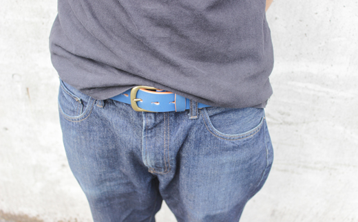 【minca】幅35mmベルト/36インチ  栃木レザーの希少な「ハーネスレザー」使用の贅沢な1枚革のレザーベルト/ブルー/HL-B02/BLUE/minca　563【小物 ファッション 人気 おすすめ 】