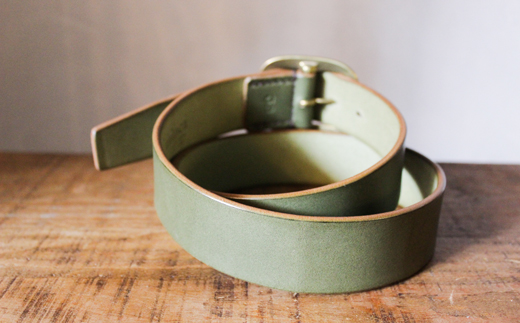 【minca】幅40mmベルト/34インチ  栃木レザーの希少な「ハーネスレザー」使用の贅沢な1枚革のレザーベルト オイルタイプ/オリーブ/HL-B03/OLIVE　618【小物 ファッション 人気 おすすめ 】