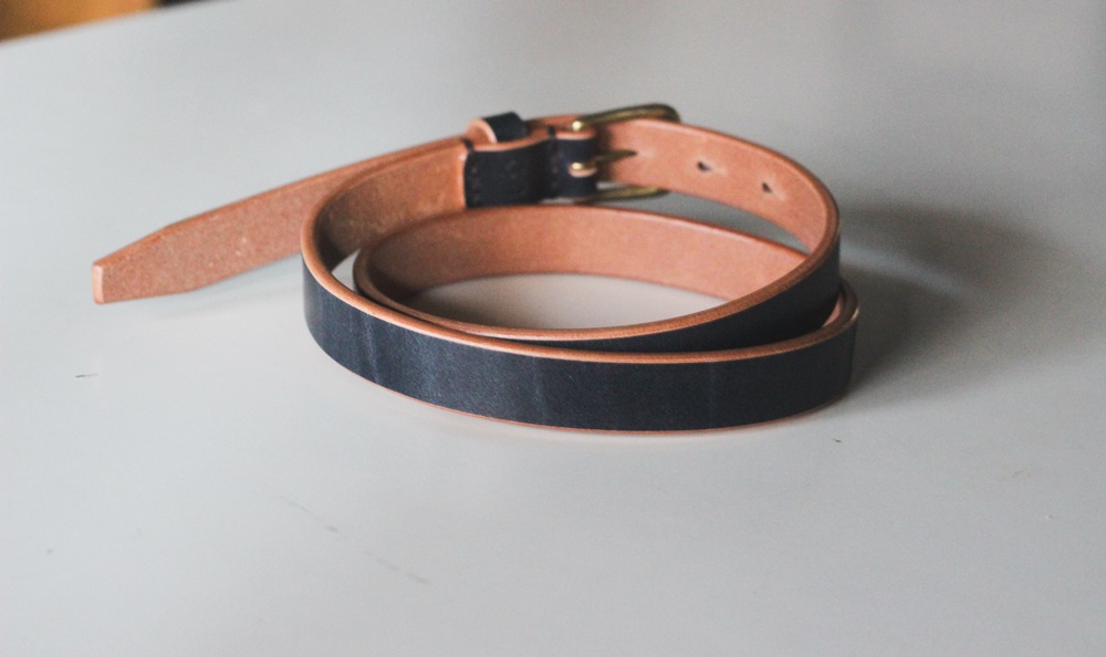 【minca】細幅20mmベルト/34インチ  栃木レザーの希少な「ハーネスレザー」使用の贅沢な1枚革のレザーベルト/ネイビー/HL-B04/NAVY　727【小物 ファッション 人気 おすすめ 】