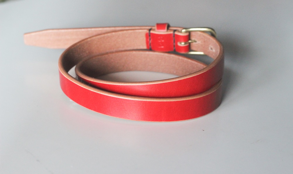 【minca】細幅20mmベルト/34インチ  栃木レザーの希少な「ハーネスレザー」使用の贅沢な1枚革のレザーベルト/レッド/HL-B04/RED　728【小物 ファッション 人気 おすすめ 】